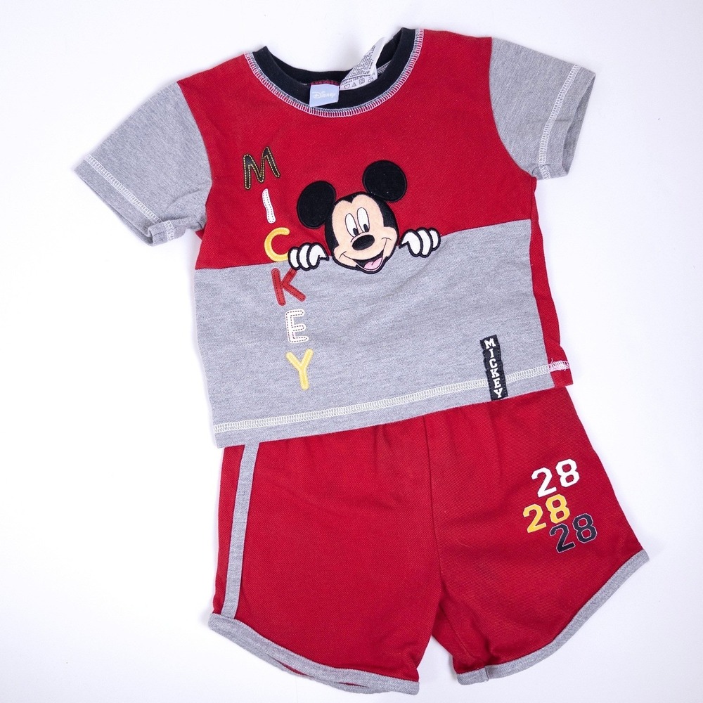 Disney Mickey Mouse Set Kids 18 Months Red Grey‎ Shorts Shirt Outfit